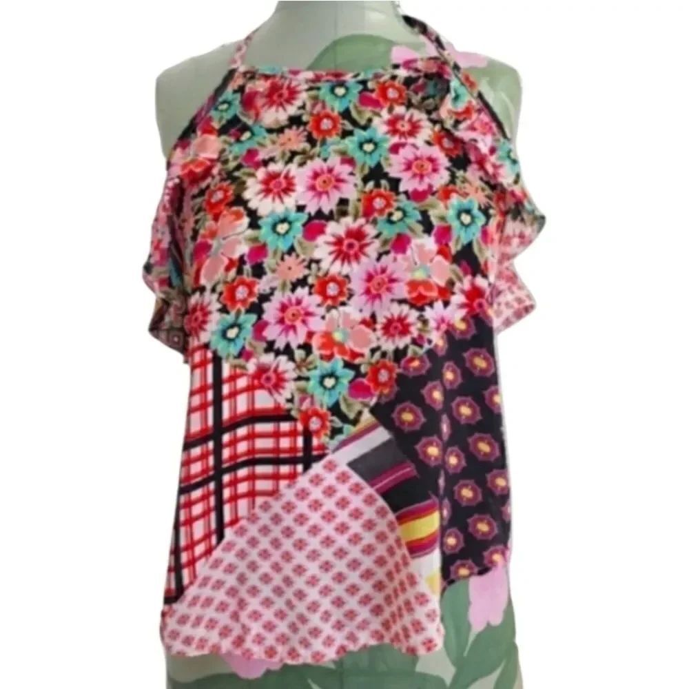 NWOT Sfida Woman Floral Patchwork Halter Top - Size 10 (Made in Colombia) - Picture 2 of 9